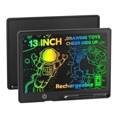 Image of POPERFUN 13 Inch Black LCD Writing Tablet with Lock for Adult Kids Erasable Reusable Electronic Drawing Pad Doodle Board…