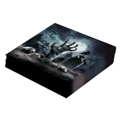 Image of FIESTAS GUIRCA 20 Disposable Cemetery Napkins (6.3x6.3 in) Table Decoration for Halloween Parties Ideal Scary and Horror Events Grey