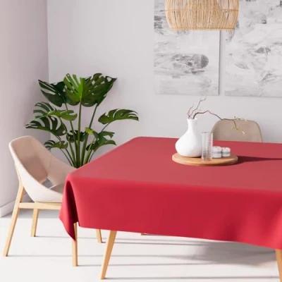 Image of ALIX red square stain resistant tablecloth 180x180 cm by Soleil d&#039;Ocre