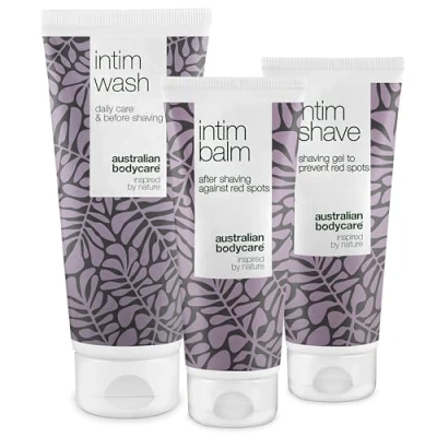 Image of Intimate Shaving KIT 3 products to get rid of red Bumps, Spots and ingrown Hairs After Shaving. Inside the kit: Intim Wash 200ml, shave 100ml, balm aftershave 100ml Australian Bodycare