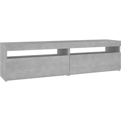 Image of vidaXL 2 pcs TV Cabinets with LED Lights Modern Style Media Ample Storage Space Engineered Wood Material Grey