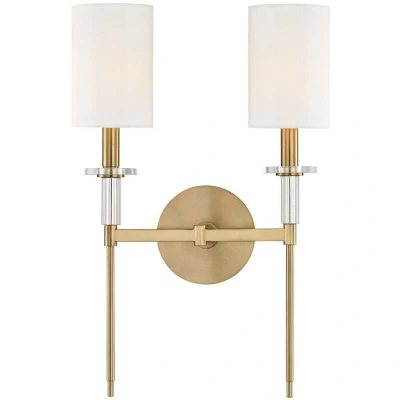 Image of Amherst 2 Light Wall Sconce Brass, Faux Silk