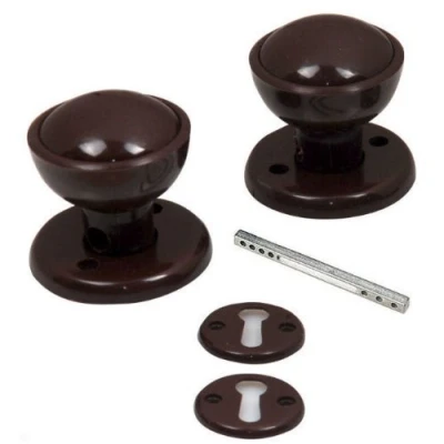Image of Brown Plastic Rim Mortice Door Knob Set