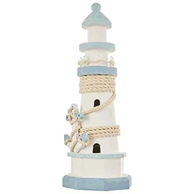 Image of OOTB Wooden Lighthouse, Wood, White, 10.5 x 29.5 cm