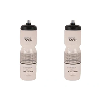 Image of ZEFAL Magnum Pack Two Large Capacity Bicycle Bottles, Reusable Bike/Mountain Bike and Sport Bottle, BPA Free Soft Water Bottle with Screw Lid Made in France Black (Translucent), 2 x 975 ml