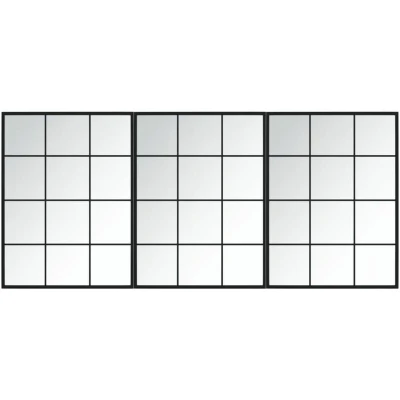 Image of vidaXL Wall Mirrors 3 pcs Black 80x60 cm Metal