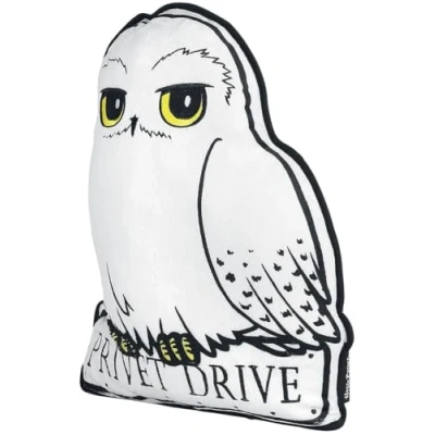Image of Harry Potter Hedwig owl cushion white/grey, printed, made from 100% polyester, in a polybag.