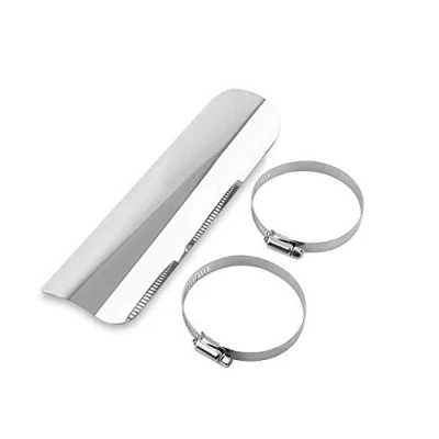 Image of Universal Motorcycle Motorbike Exhaust Muffler Pipe Heat Shield Insulation Cover Heel Guard Flame Staight Metal Cover(Silver) shields/wraps