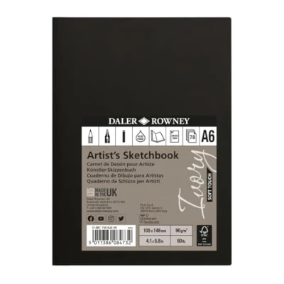 Image of Daler Rowney Ivory Sketchbook, Soft Touch Softbound, 90gsm, A6 Portrait, Natural White, 78 Sheets, Ideal for Professionals