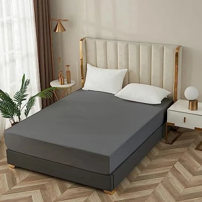 Image of Ray Bedding &amp; Linen 40cm Deep Single Fitted Sheet 100% Egyptian Cotton 400 Thread Count Extra Bed Sheets Super Soft Breathable Hotel Quality