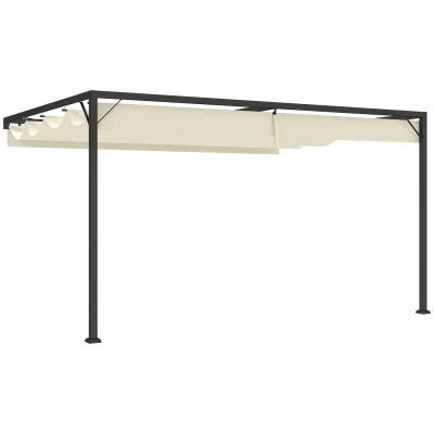 Image of Outsunny 4 x 3 (m) Outdoor Pergola Retractable Canopy Wall Mounted Cream 84C 180V01CW