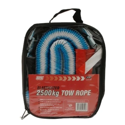 Image of Maypole Heavy Duty 4m Elasticated Tow Rope 2500kgs with Forged Hooks, &#039;On Tow&#039; Sign, 2.5 tonnes for Cars, 4x4&#039;s, Vans