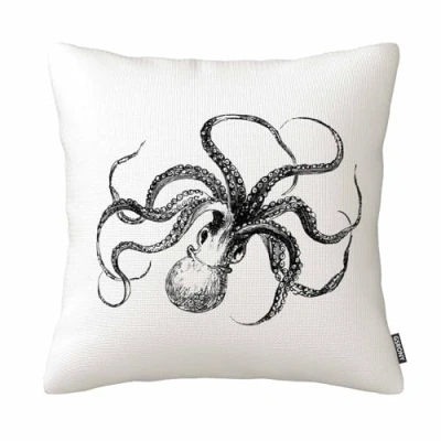 Image of GSRONY Octopus Throw Pillow Covers Shell Black White Cushion Case Home Decor Pillowcase 18x18 Inches