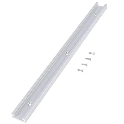 Image of T Track Miter Jig Fixture Slot Straight Edge Clamping Tool Guide Aluminum Alloy Locking Handle Heavy Gauge with 4pcs Self Taping Screws for Woodworking