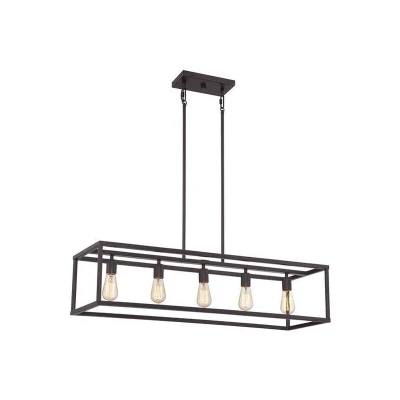 Image of New Harbor 5 Light Pendant Bar Island Chandelier Western Bronze, E27