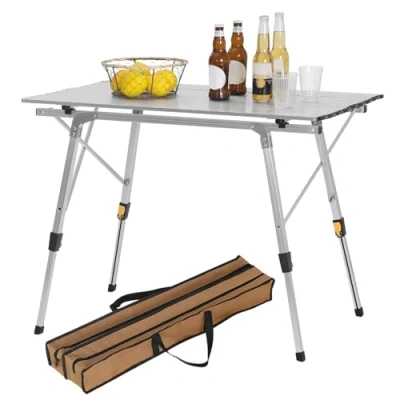 Image of WOLTU Camping Table Picnic Silver Lightweight Folding Outdoor Garden Balcony Market Kitchen Work Adjustable Travel with Bag …