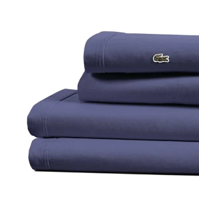 Image of Lacoste Sheet Set, Cotton, Vintage Indigo, Standard King