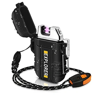 Image of lafagiet USB Rechargeable Lighter, Waterproof Arc Lighters for Camping Hiking Outdoor Survival &amp; Tactical