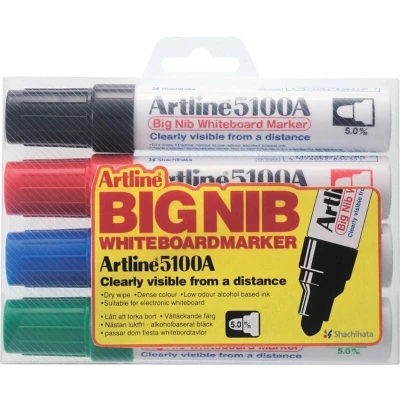 Image of Artline 5100A Big Nib Assorted Colour Whiteboard Marker (Wallet of 4)