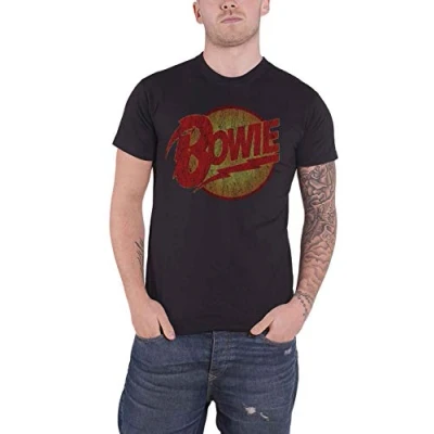 Image of David Bowie T Shirt Diamond Dogs Vintage Distressed Logo Official Mens Black M