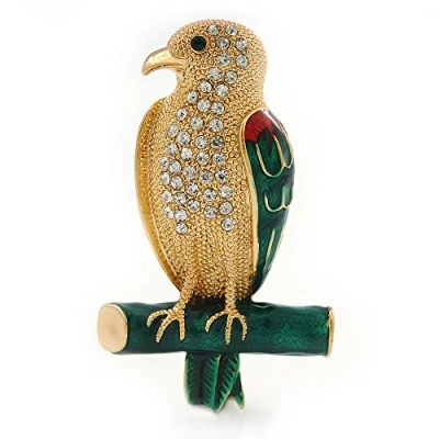 Image of Avalaya Gold Plated Diamante &#039;Hawk&#039; Brooch 53mm Length