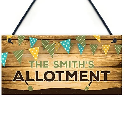 Image of RED OCEAN Personalised Colourful Allotment Sign For Garden Shed Family Home Gift
