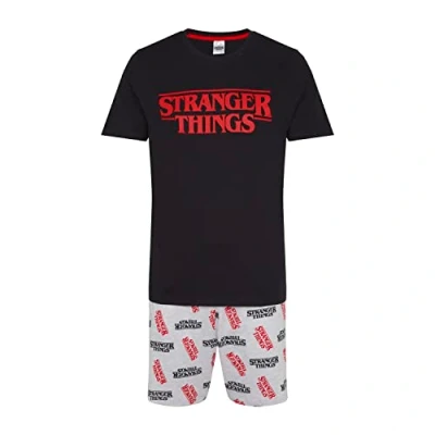 Image of Stranger Things Mens Pyjamas PJ Set, Sizes S to XXL (as8, alpha, l, regular, regular) Black (22991)