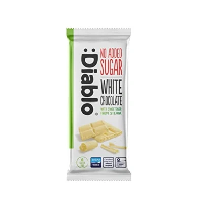 Image of Diablo White Chocolate with Stevia No Added Sugar Gluten Free Hamper Available Perfect for Gifting 75g (Pack Of 1)