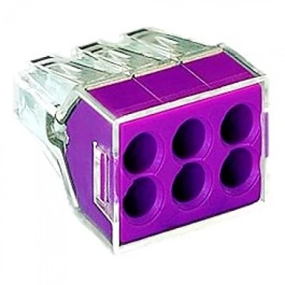 Image of Wago 773 106 Purple 6 Way Push Connectors 2.5mm² 24A 400V Pack of 5