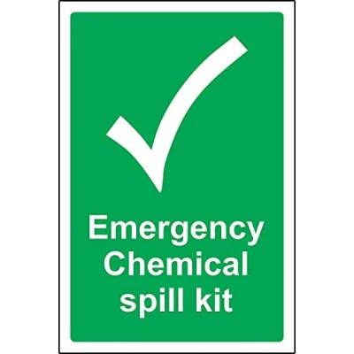 Image of Emergency signs Chemical spill kit Safety sign Self adhesive sticker 400mm x 300mm