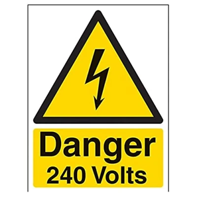 Image of V Safety Danger 240 Volts Warning Sign 150mm x 200mm 1mm Rigid Plastic