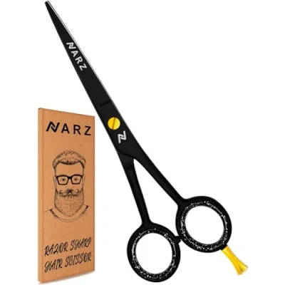 Image of NARZ Professional Hairdressing Scissors for Barbers &amp; Hairdressers 6&quot; Stainless Steel Hair Cutting Men Women (Black) (Royal Black)