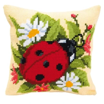Image of Vervaco Ladybird Cross Stitch Cushion, Multi Colour