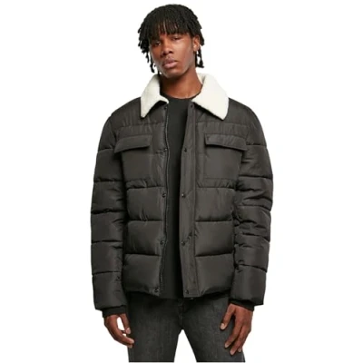 Image of Urban Classics Herren Sherpa Collar Padded Winter jacket, Men&#039;s, Size: XL, Black