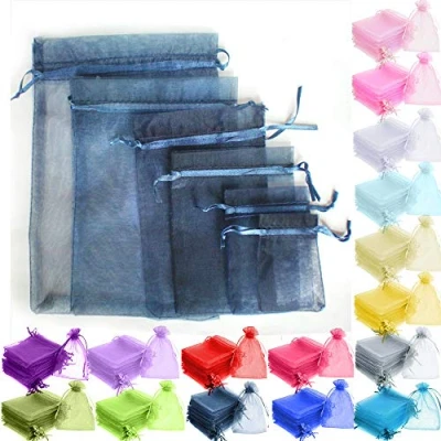 Image of Time to Sparkle 200pcs Organza Gift Bags Wedding Party Favour Jewellery Packing Pouches (Navy blue, 7x9cm 200pcs)
