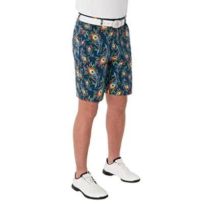 Image of Royal &amp; Awesome Bright Birdie Mens Golf Shorts, Crazy Short for Men