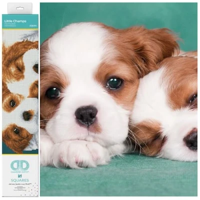 Image of DIAMOND DOTZ Hunde Squares DQ8 Intermediate Kit, Little Champs, 41 x 31cm