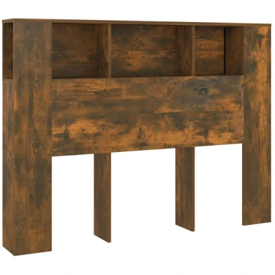 Image of vidaXL Headboard Cabinet Smoked Oak 140x18.5x104.5 cm