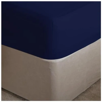 Image of GC GAVENO CAVAILIA Deep Fitted Sheets Double Bed Extra Pockets 16 Inch (40cm) 180 TC Polycotton Washable Navy