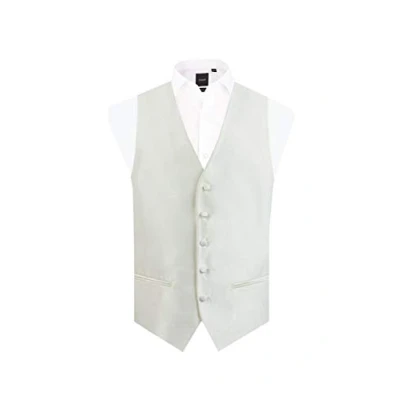 Image of Dobell Mens Ivory Waistcoat Regular Fit Dupion 5 Button M (38 40in)