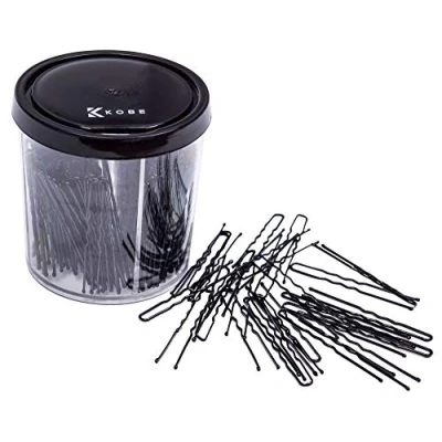Image of Kobe 2&quot; (5cm) Waved Hair Pins Black Colour Coded Dispenser Pot of 200