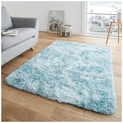 Image of GC GAVENO CAVAILIA Large Rugs Living Room Rug Floor Carpet Extra Soft Non Slip Fluffy Bedroom Black 200X290 Duck Egg
