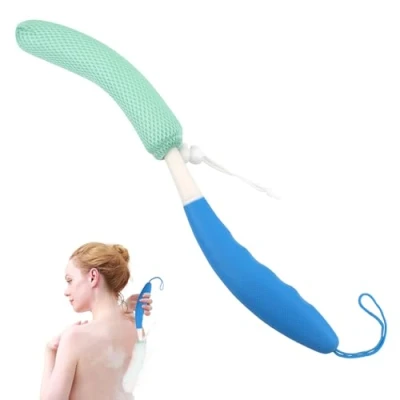 Image of KkaFFe Back Scrubber for Shower with Long Handle，Mesh Sponge Scrubbe Use in Brush, Brush Bath,Exfoliating Body or (Blue Green)