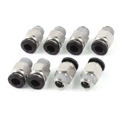 Image of sourcingmap 6mm Tube Pneumatic Quick Coupling 1/8&quot; PT Thread Fittings 8 Pcs