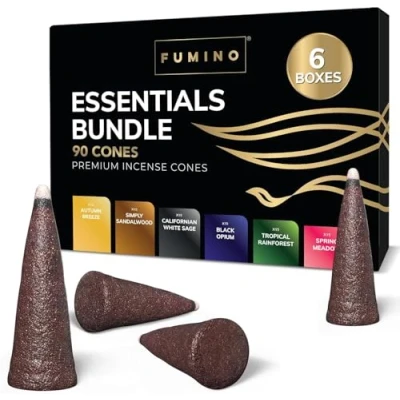 Image of Fumino Fresh Incense Cones Multipack Essentials Bundle 6 Boxes 120 Masala Agarbatti Joss Scent Fragrance for Relaxation and Meditation, Home House Decor Fragrant