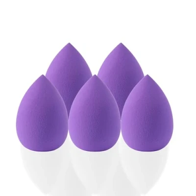 Image of G4GADGET 5 PCS Purple Makeup Sponges, Non Latex Foundation, Soft Sponge Set for Liquid, Cream, and Powder, Wet &amp; Dry Use, Flawless Application All Skin Types