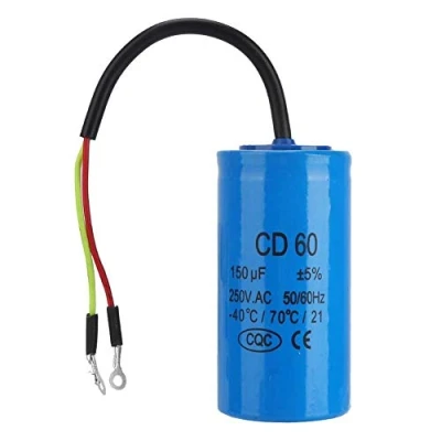 Image of 150UF Capacitor, CD60 Start Run Capacitors Starting Motor Capacitor Switching 250V AC 50/60hz with Wire Lead for Air Conditioner, Compressor