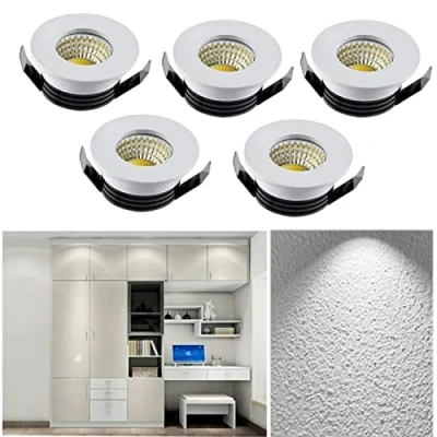 Image of Recessed Ceiling Lights, Pack of 5 * 3W Downlights Spotlight, LED Recessed, Small Cabinet Mini Spot Lamp, Downlight Kit, Fixture [Energy Class A+] (White Light)