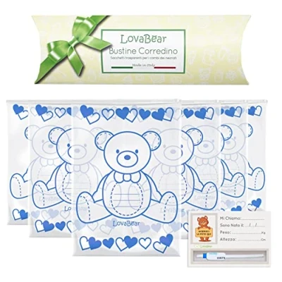 Image of Sweetbaby 6 Layette Bags for The Newborn Hospital Sachets 6PZ Transparent Envelopes with Cursor Airtight, Closure Birth Pink