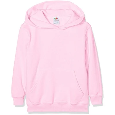 Image of Fruit of the Loom Boy&#039;s Pull over Classic Long Sleeve Hooded Sweat, Light Pink, 14 15 Years (Manufacturer Size: 164)